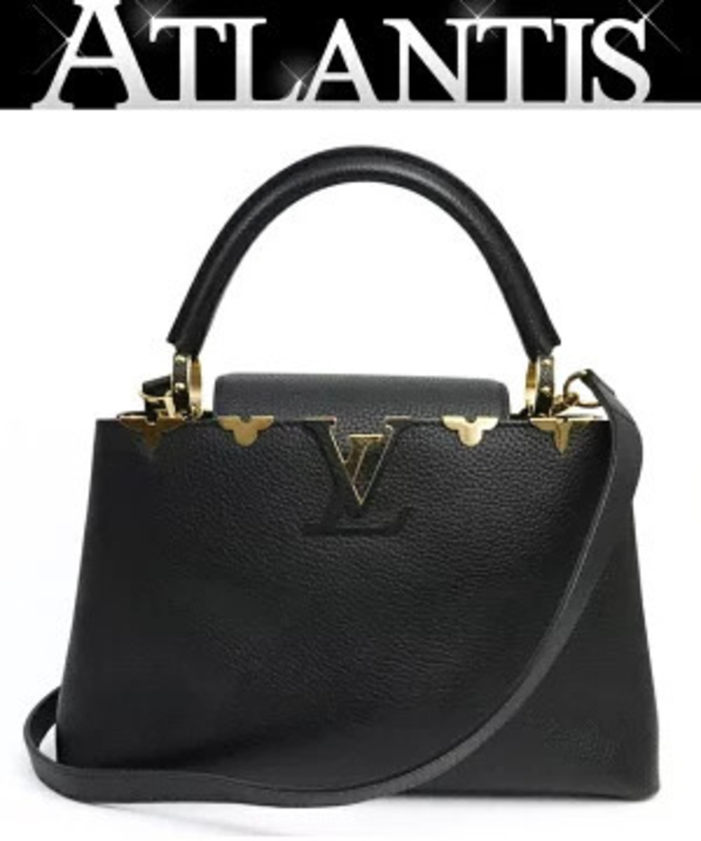 Louis Vuitton Capucines Bag Taurillon Leather Black Flower